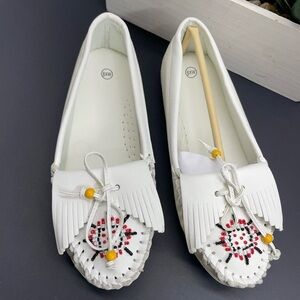 White Beaded Moccasins